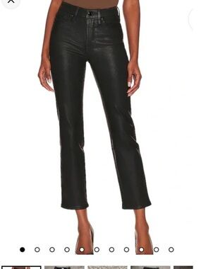 Good American Black Good Straight Coated Jeans